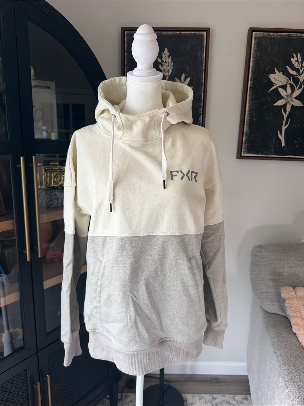 FXR Two-Tone Cream and Light Gray Pullover Hoodie